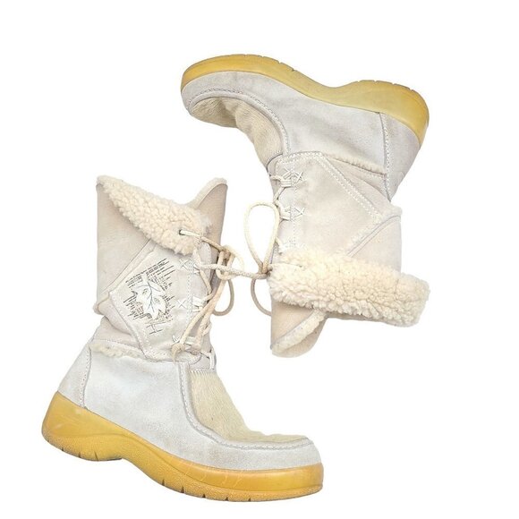 Vintage Tecnica Scandia Apres Ski Goat Hair Fur Leaf Boots EU 38.5 Made in Italy - Picture 7 of 14